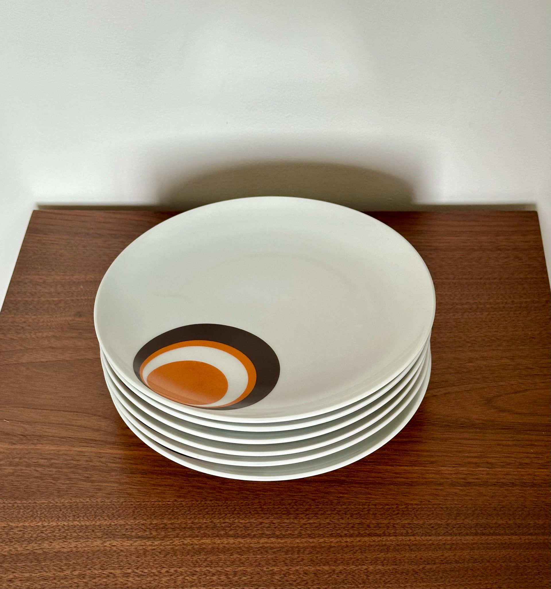 Assiettes vintage aux motifs marron orange années 70 Winterling