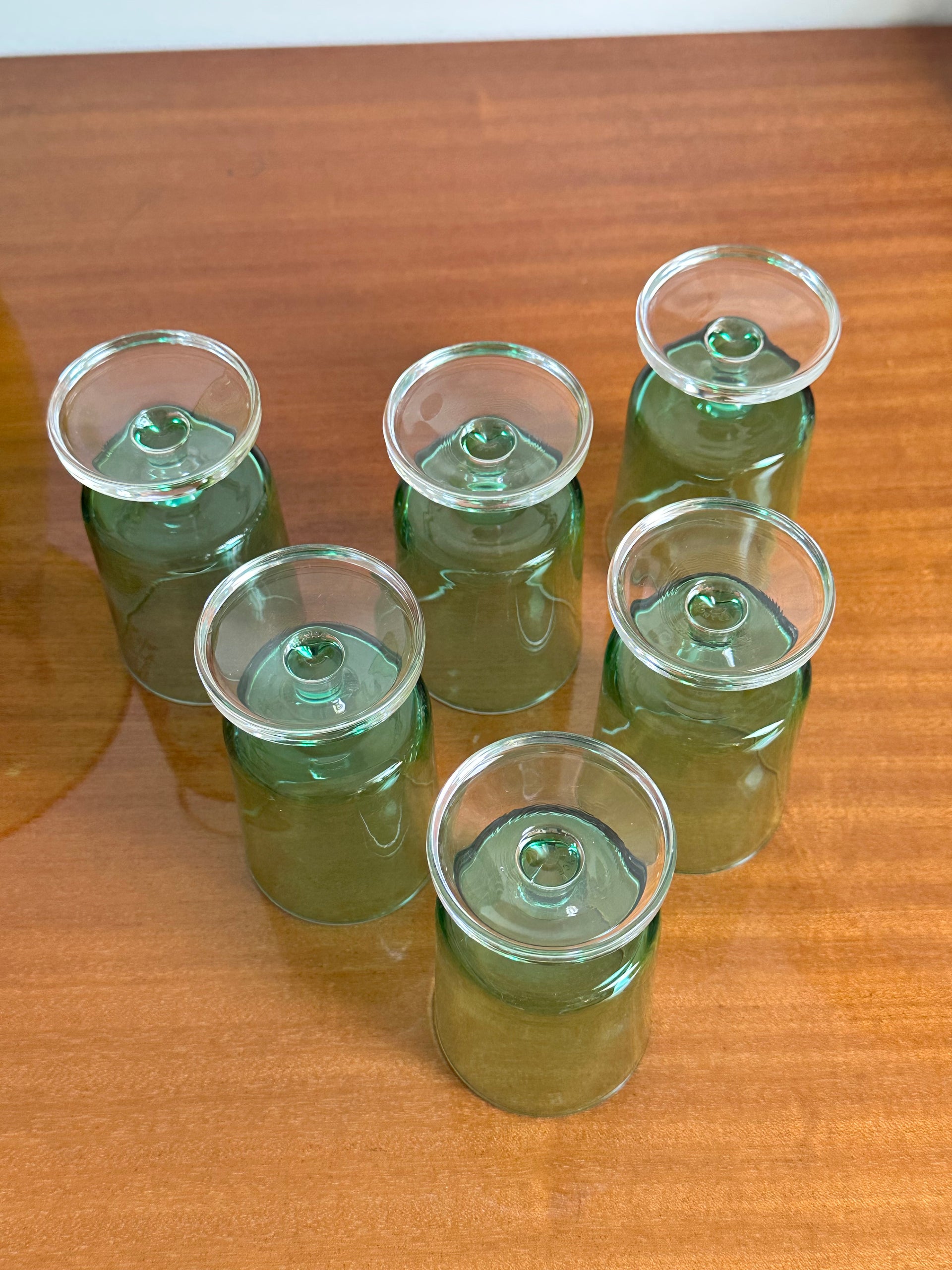 6 verres à pied vintage Luminarc vert D'eau