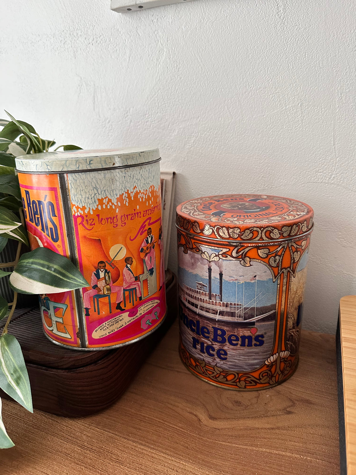 Duo de boites publicitaires en métal vintage Uncle Ben's