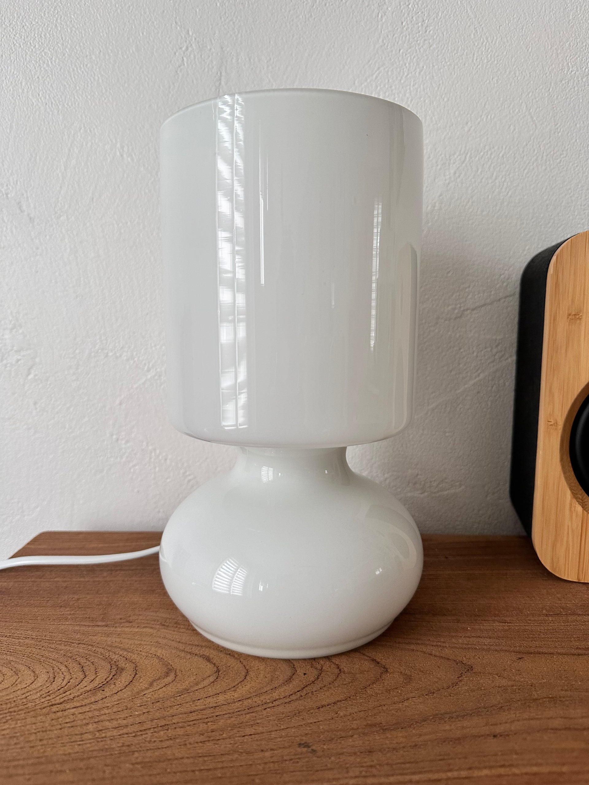 Lampe de table champignon vintage verre soufflé blanc Fair-Kauf