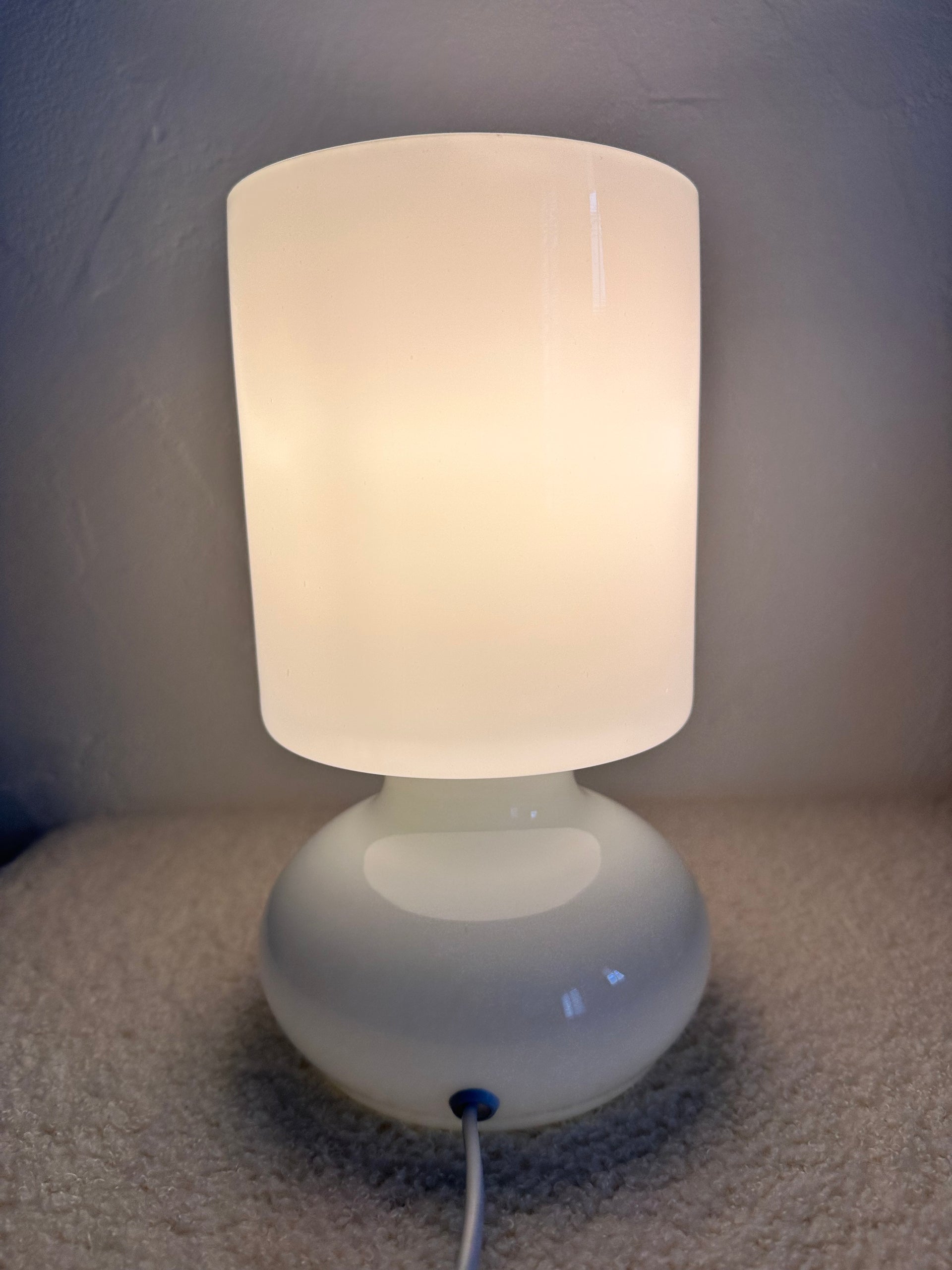 Lampe de table champignon vintage verre soufflé blanc Fair-Kauf