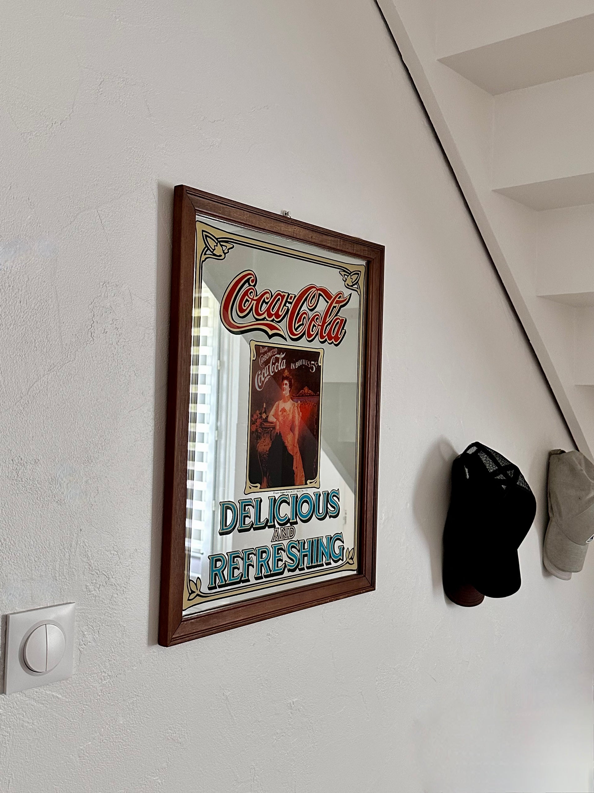 Miroir publicitaire vintage Coca-Cola 1977