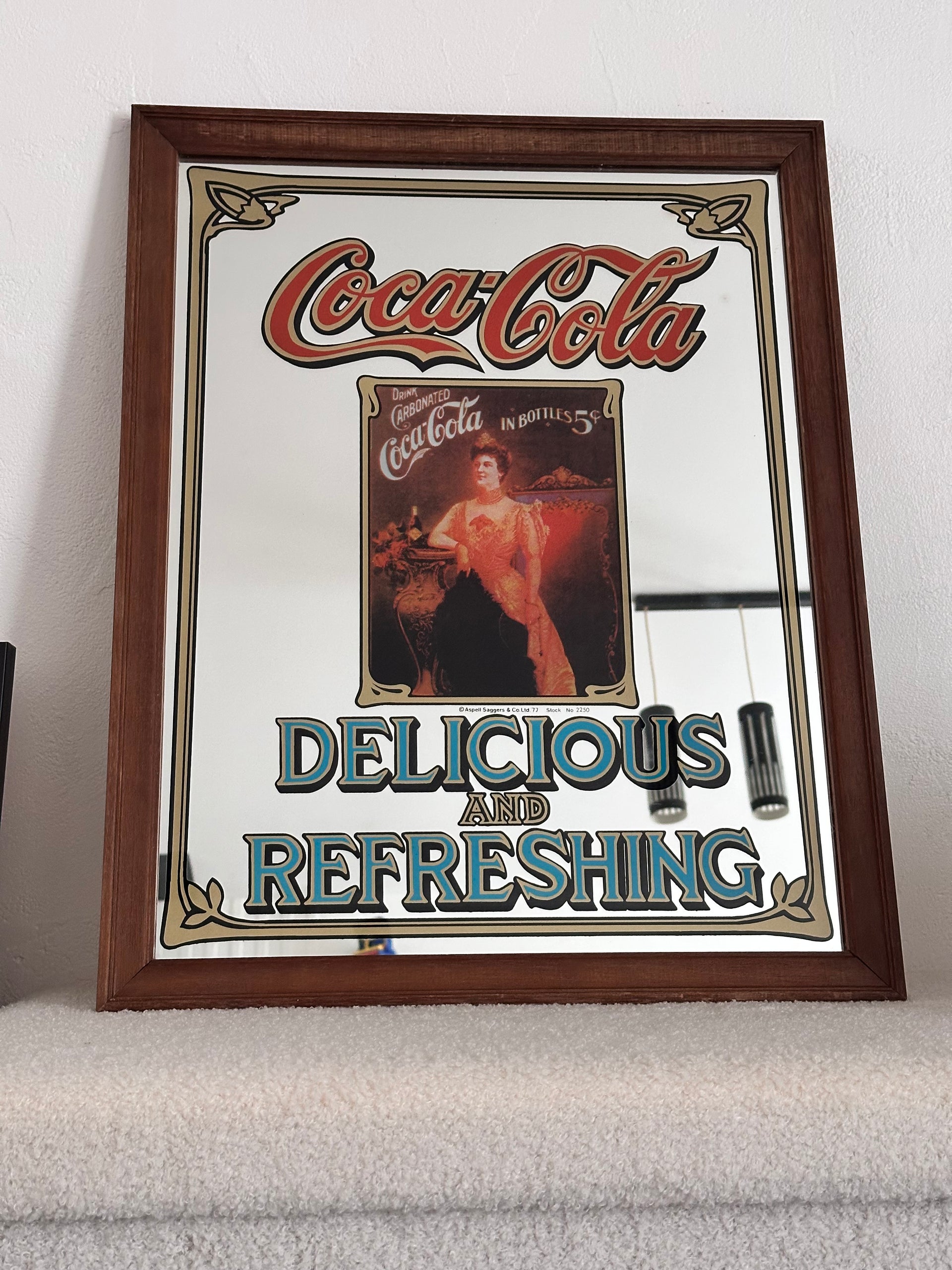 Miroir publicitaire vintage Coca-Cola 1977