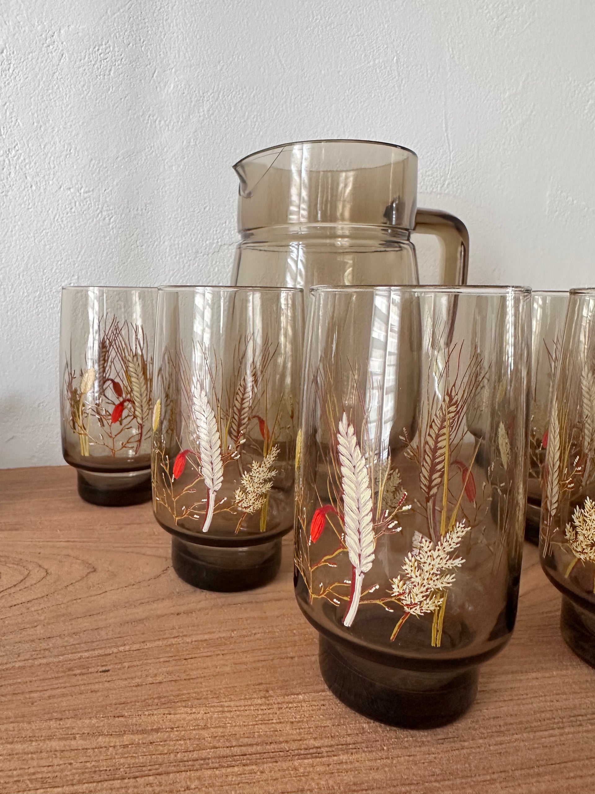 Service à orangeade vintage années 80 décor champêtre