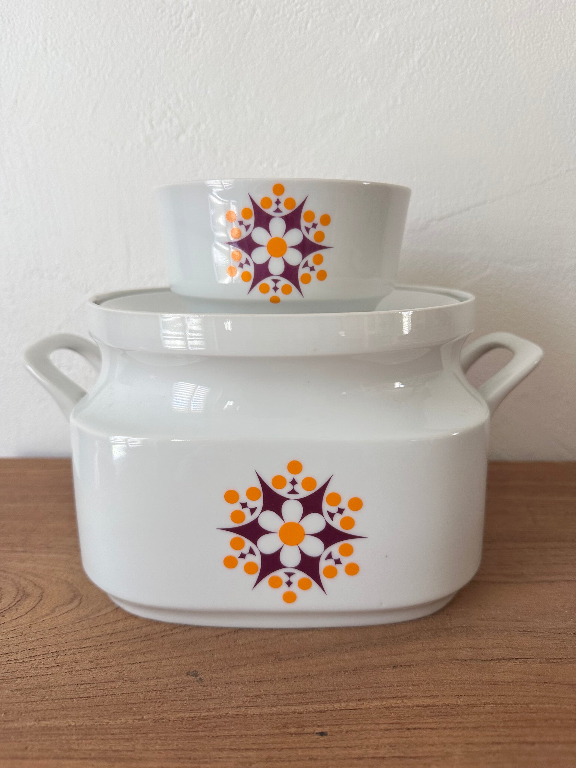 Soupière vintage Thun années 70 dessin flower power