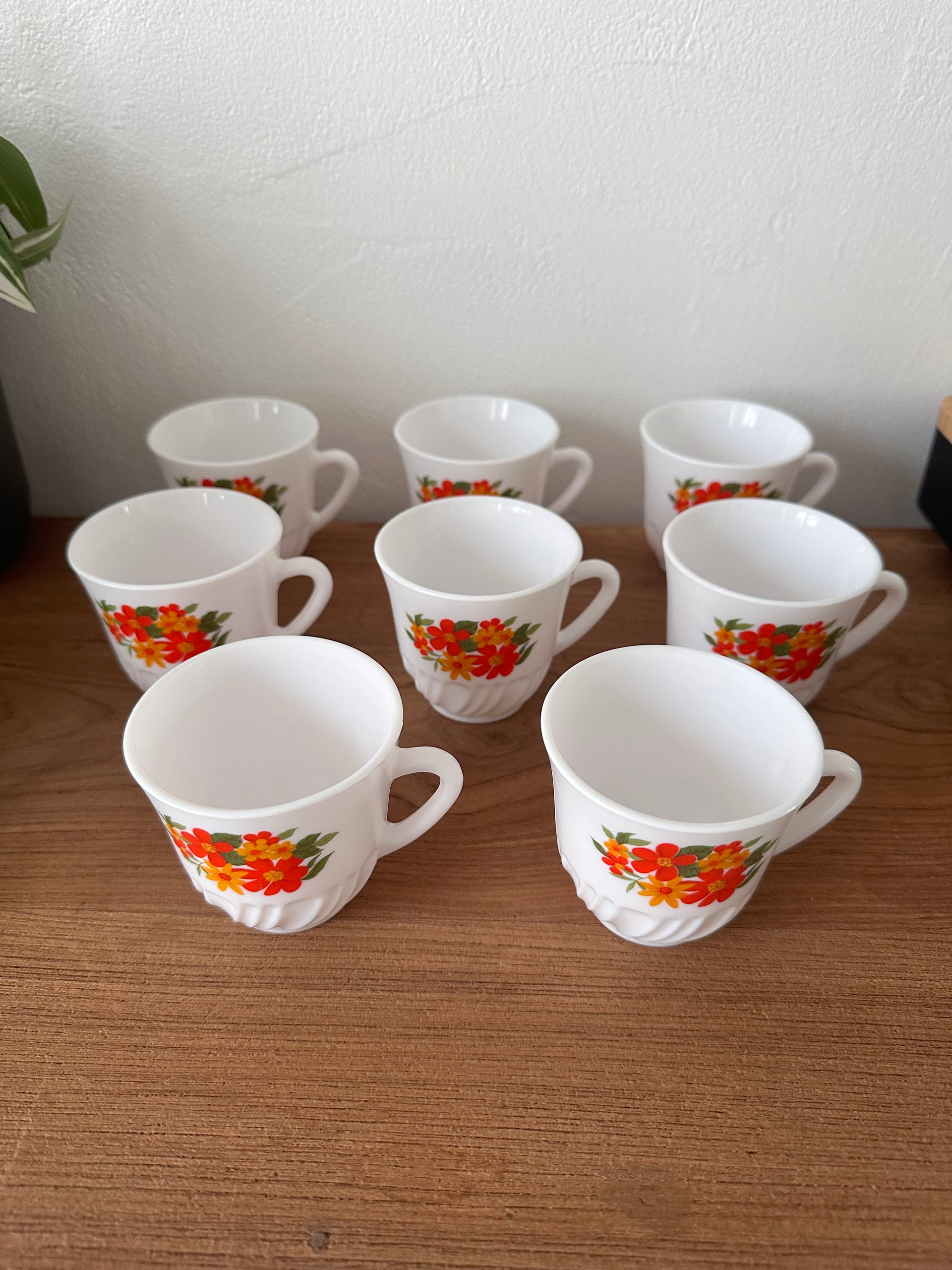 8 Tasses Arcopal vintage décor floral
