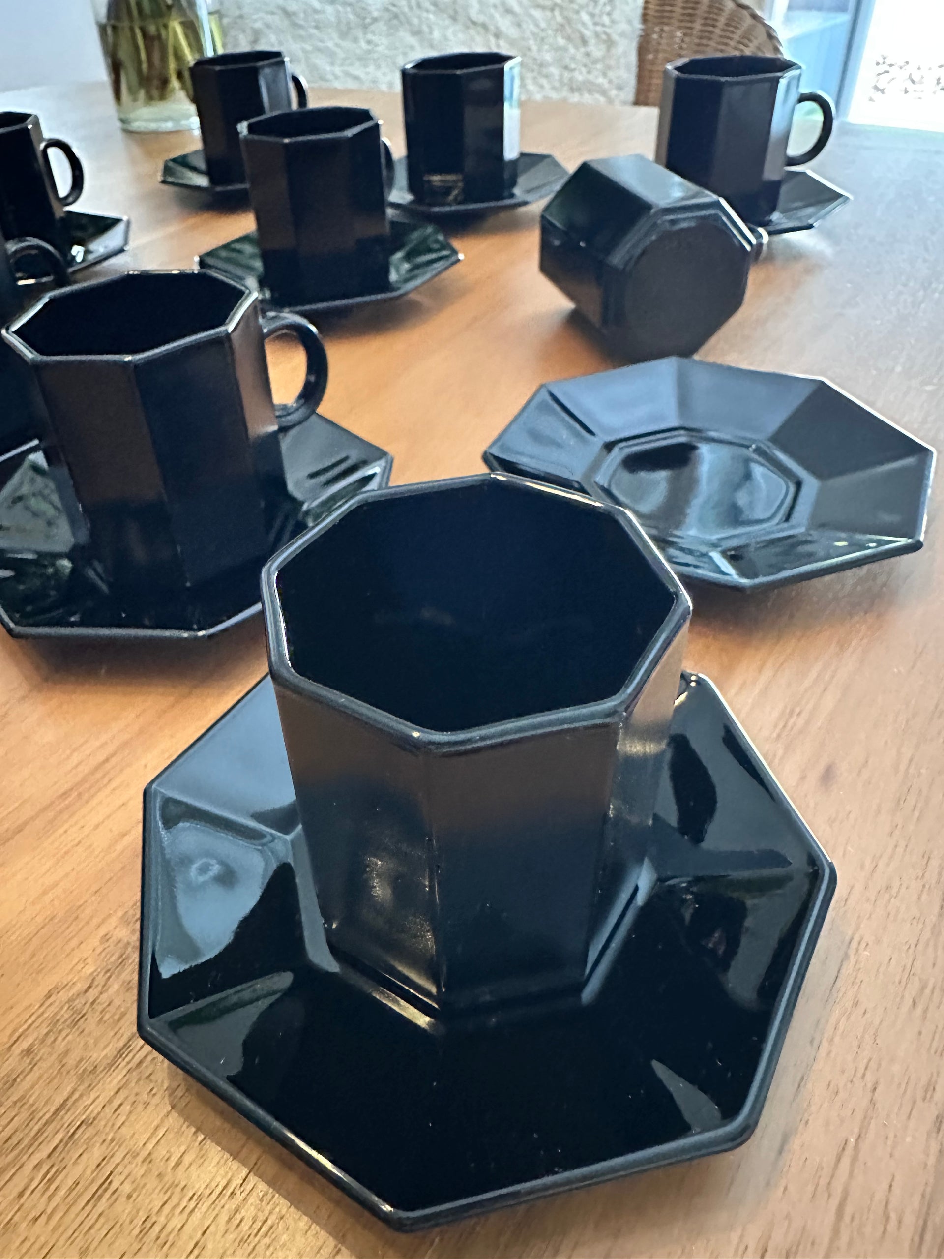 Tasses vintage Esso Collection par Arcoroc années 80 Octime noir