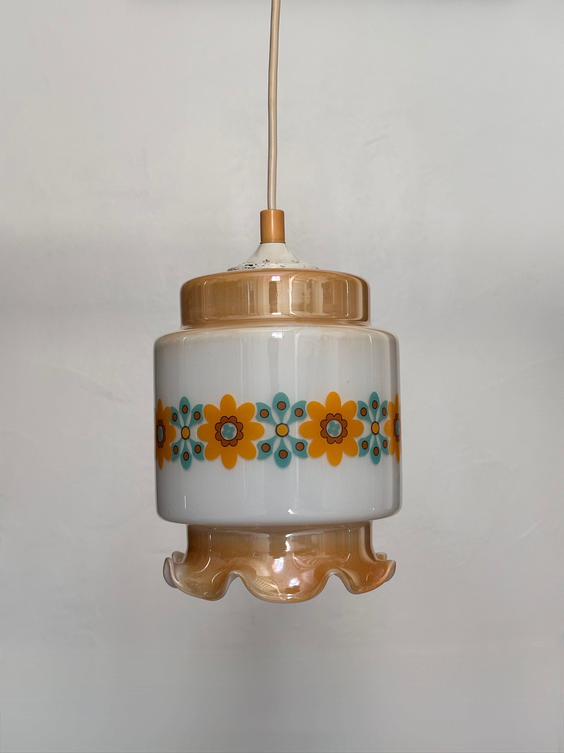 Globe vintage années 70 fleurs